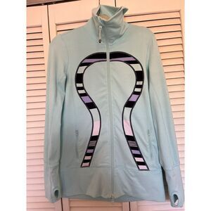Lululemon Women's10 Blue Define Full Zip High Neck Long Sleeve Thumbholes Jacket